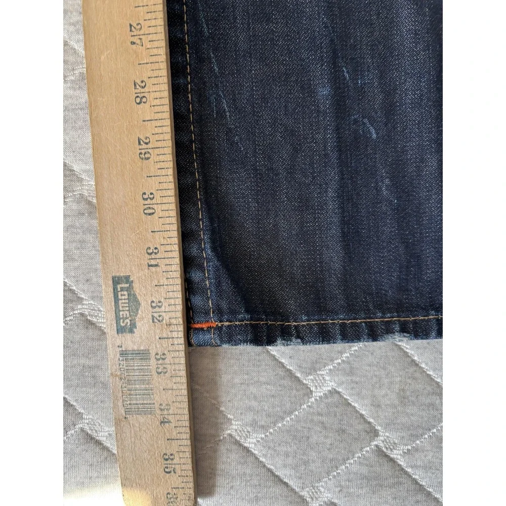 True Religion Jeans Mens 38 Blue Skinny Flap Pockets Horseshoe Stitching Denim
